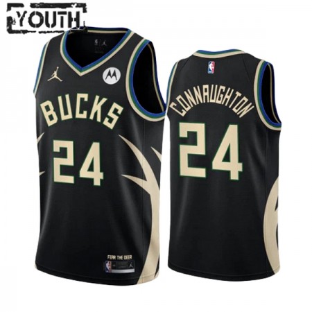 Barn Milwaukee Bucks Tröja Pat Connaughton 24 Jordan 2022-23 Statement Edition Svart Swingman